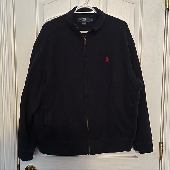 POLO RALPH LAUREN FULL ZIPPER SWEATER 100% cotton cardigan jacket navy size XL - Picture 3 of 12